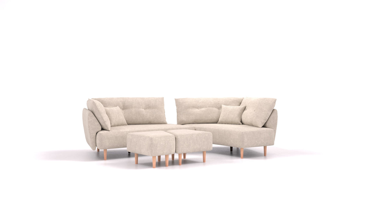 Diagon, modulares Sofa von FEYDOM im Stoff Mollia HC-04 White, helle Füße
