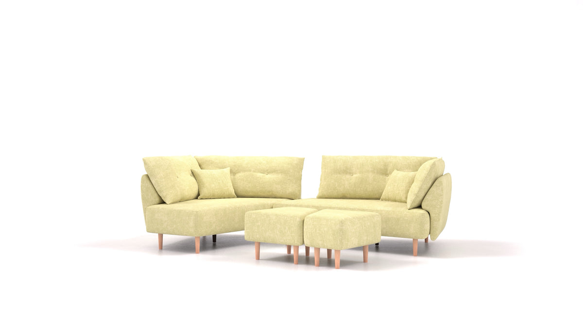 Diagon, modulares Sofa von FEYDOM im Stoff Mollia HC-09 Grass Green, helle Füße