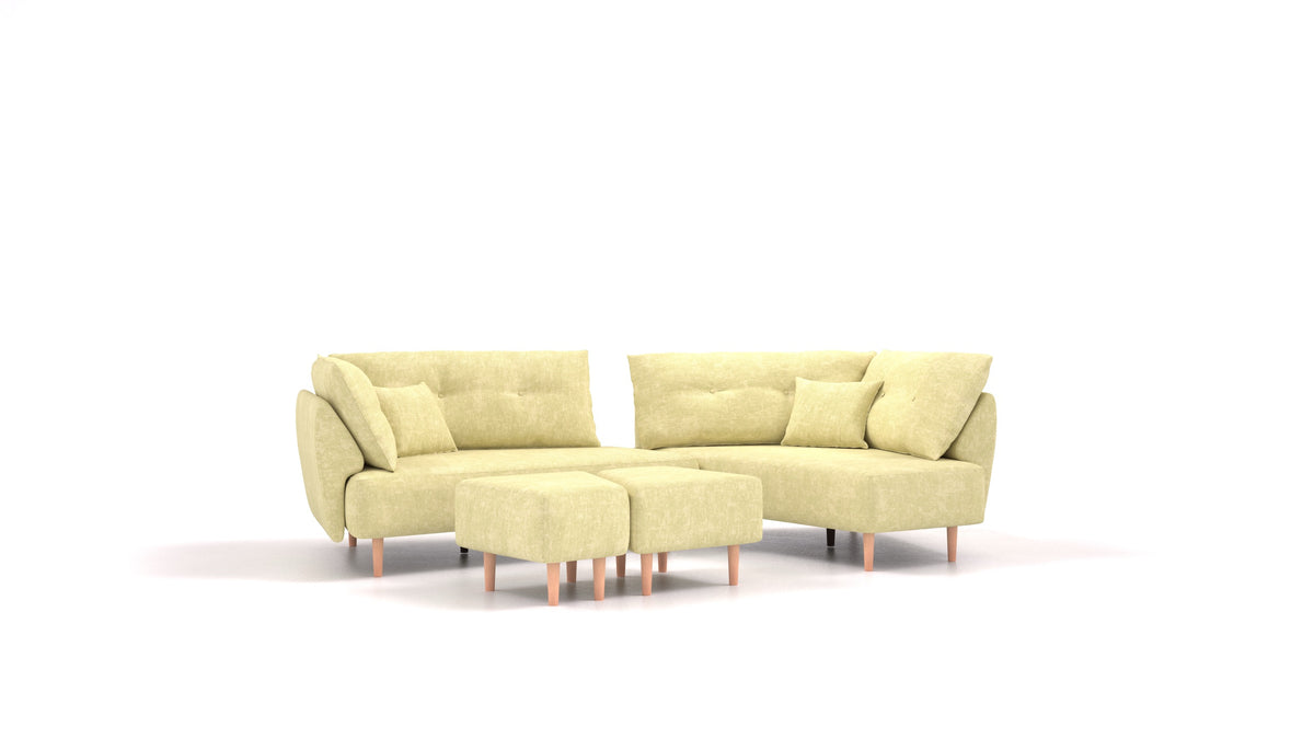 Diagon, modulares Sofa von FEYDOM im Stoff Mollia HC-09 Grass Green, helle Füße
