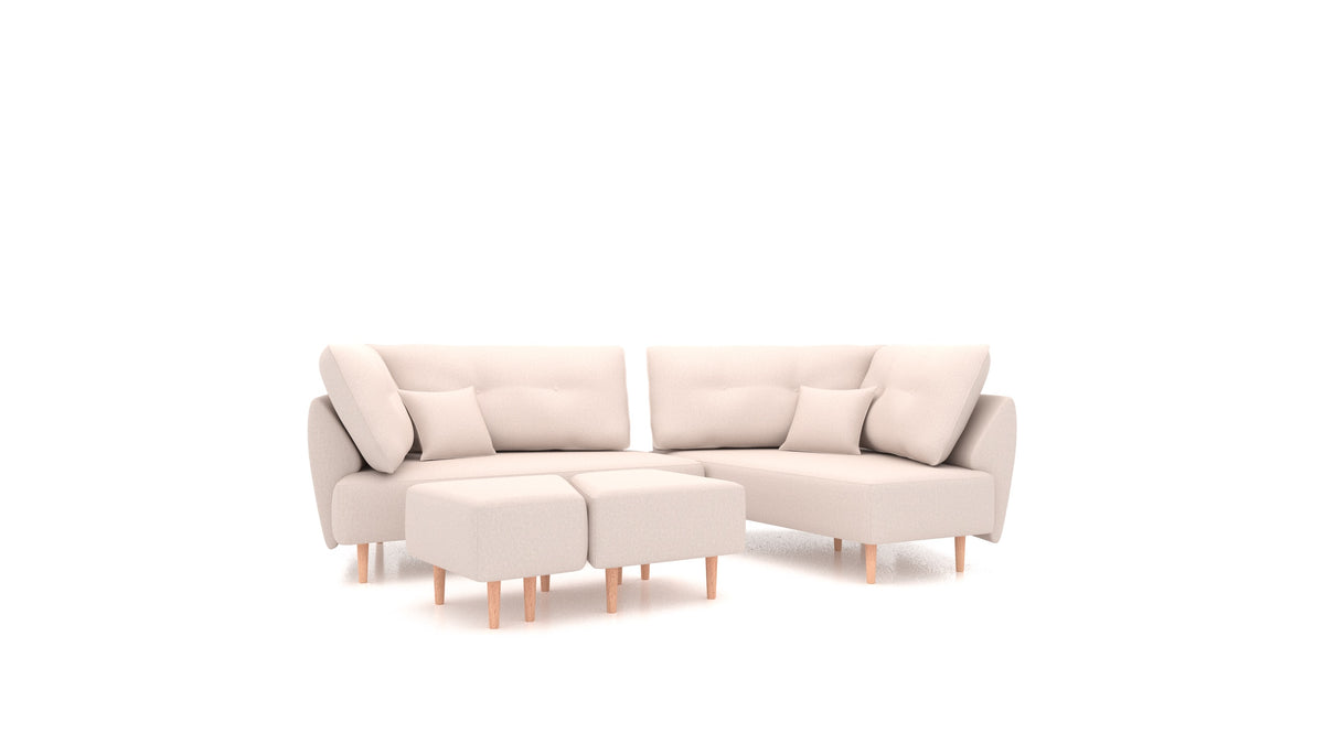Diagon, modulares Sofa von FEYDOM im Stoff Hygge HG-04 Natur, helle Füße