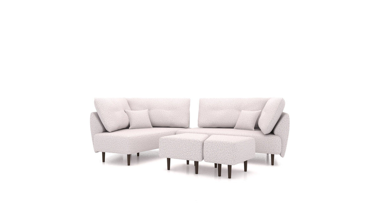 Diagon, modulares Sofa von FEYDOM im Stoff Hygge HG-09 Light Grey, dunkle Füße