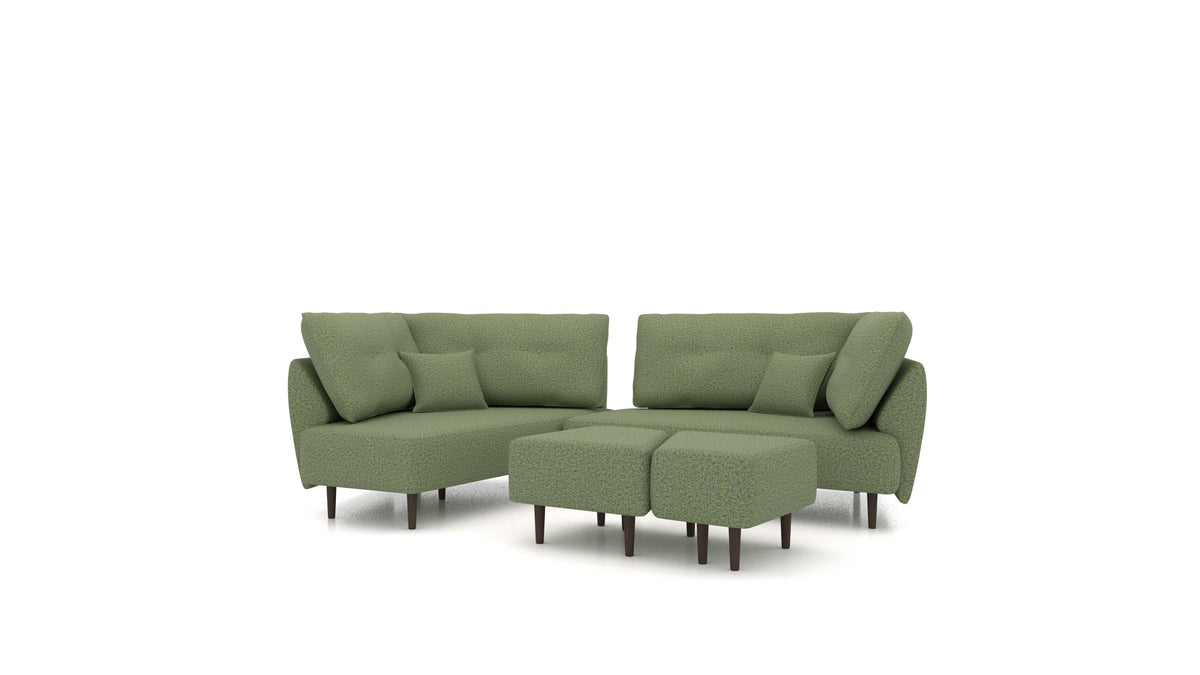 Diagon, modulares Sofa von FEYDOM im Stoff Hygge HG-34 Olive Green, dunkle Füße