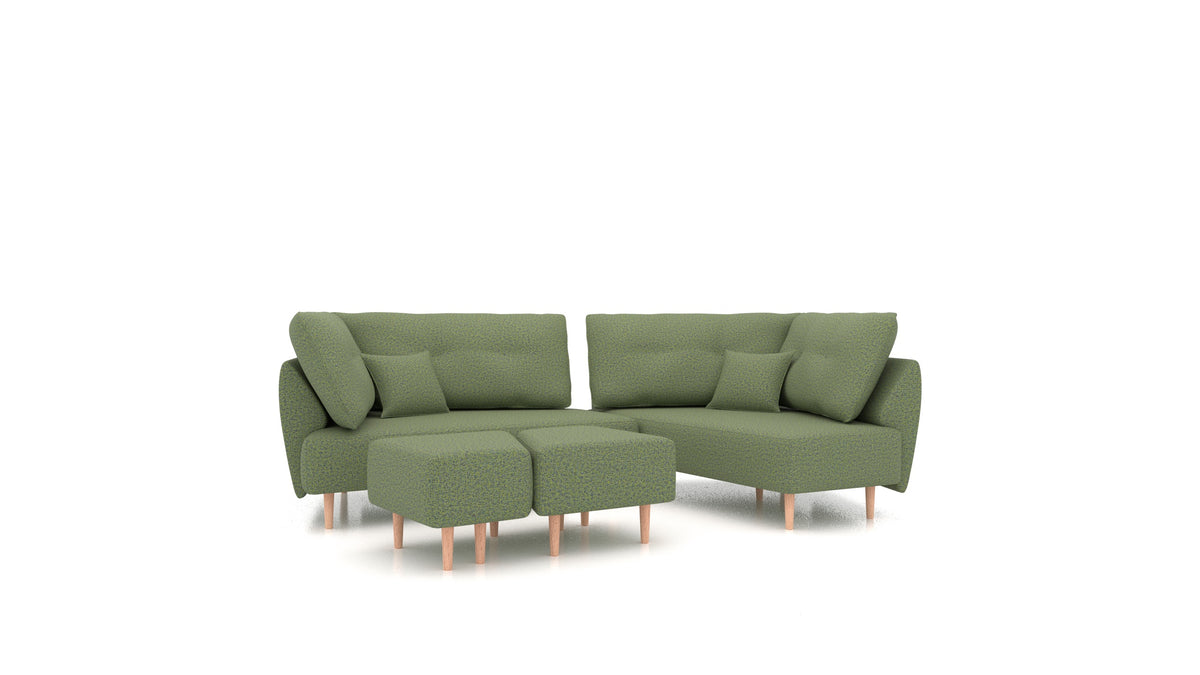 Diagon, modulares Sofa von FEYDOM im Stoff Hygge HG-34 Olive Green, helle Füße