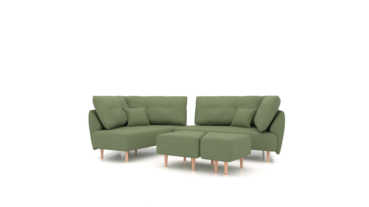 Diagon, modulares Sofa von FEYDOM im Stoff Hygge HG-34 Olive Green, helle Füße