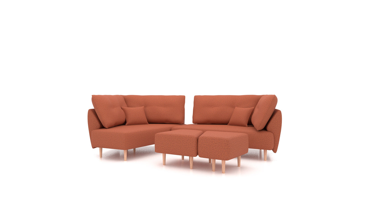 Diagon, modulares Sofa von FEYDOM im Stoff Hygge HG-56 Terracotta, helle Füße