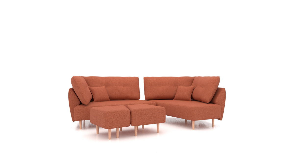Diagon, modulares Sofa von FEYDOM im Stoff Hygge HG-56 Terracotta, helle Füße