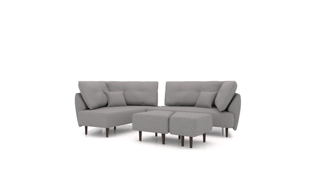 Diagon, modulares Sofa von FEYDOM im Stoff Hygge HG-92 Medium Grey, dunkle Füße