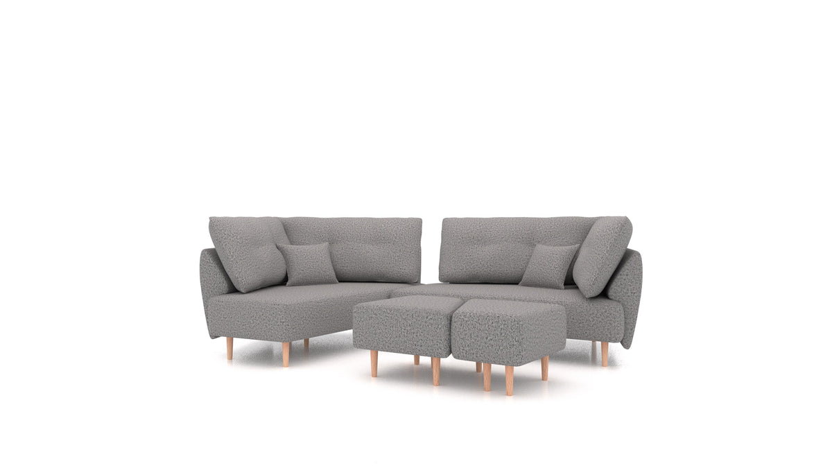 Diagon, modulares Sofa von FEYDOM im Stoff Hygge HG-92 Medium Grey, helle Füße