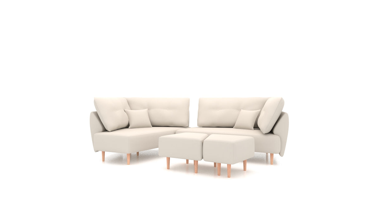 Diagon, modulares Sofa von FEYDOM im Stoff Heim HM-03 White, helle Füße