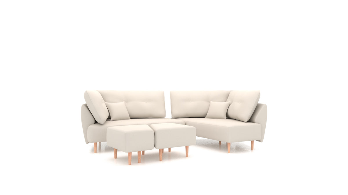 Diagon, modulares Sofa von FEYDOM im Stoff Heim HM-03 White, helle Füße