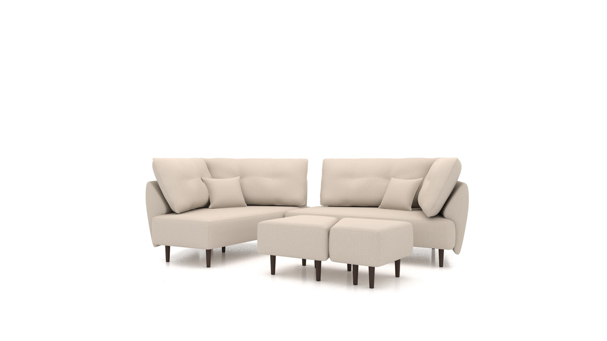 Diagon, modulares Sofa von FEYDOM im Stoff Heim HM-06 Natur, dunkle Füße