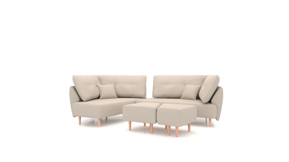 Diagon, modulares Sofa von FEYDOM im Stoff Heim HM-06 Natur, helle Füße