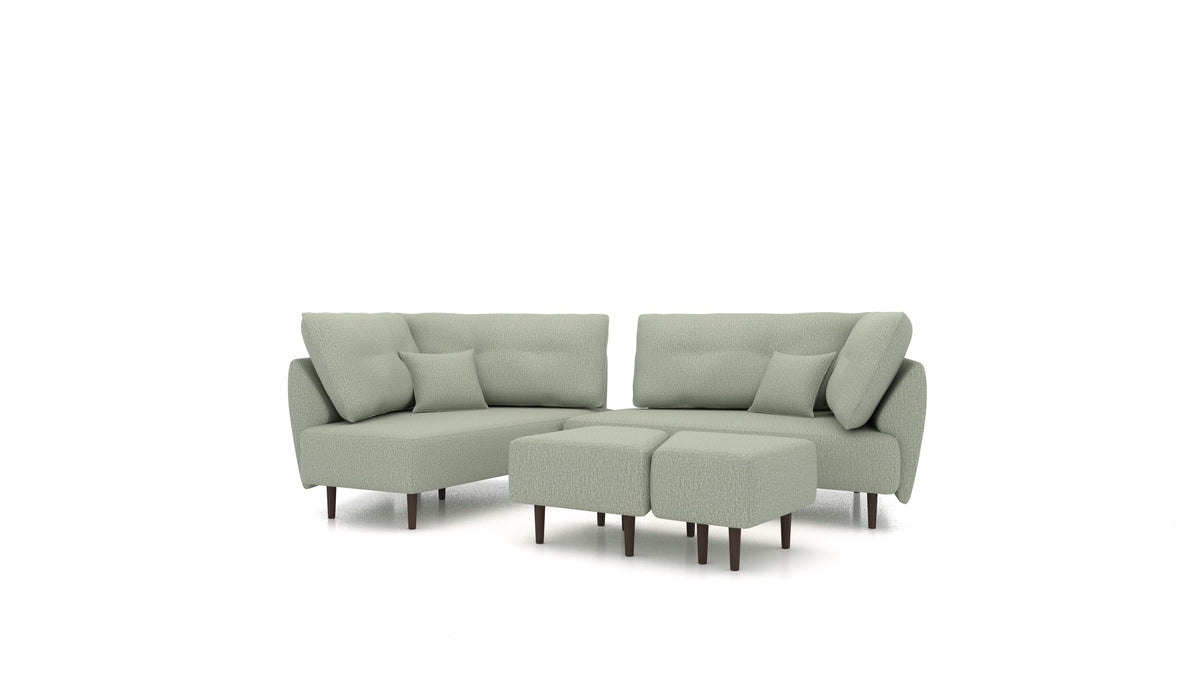Diagon, modulares Sofa von FEYDOM im Stoff Heim HM-34 Jade, dunkle Füße