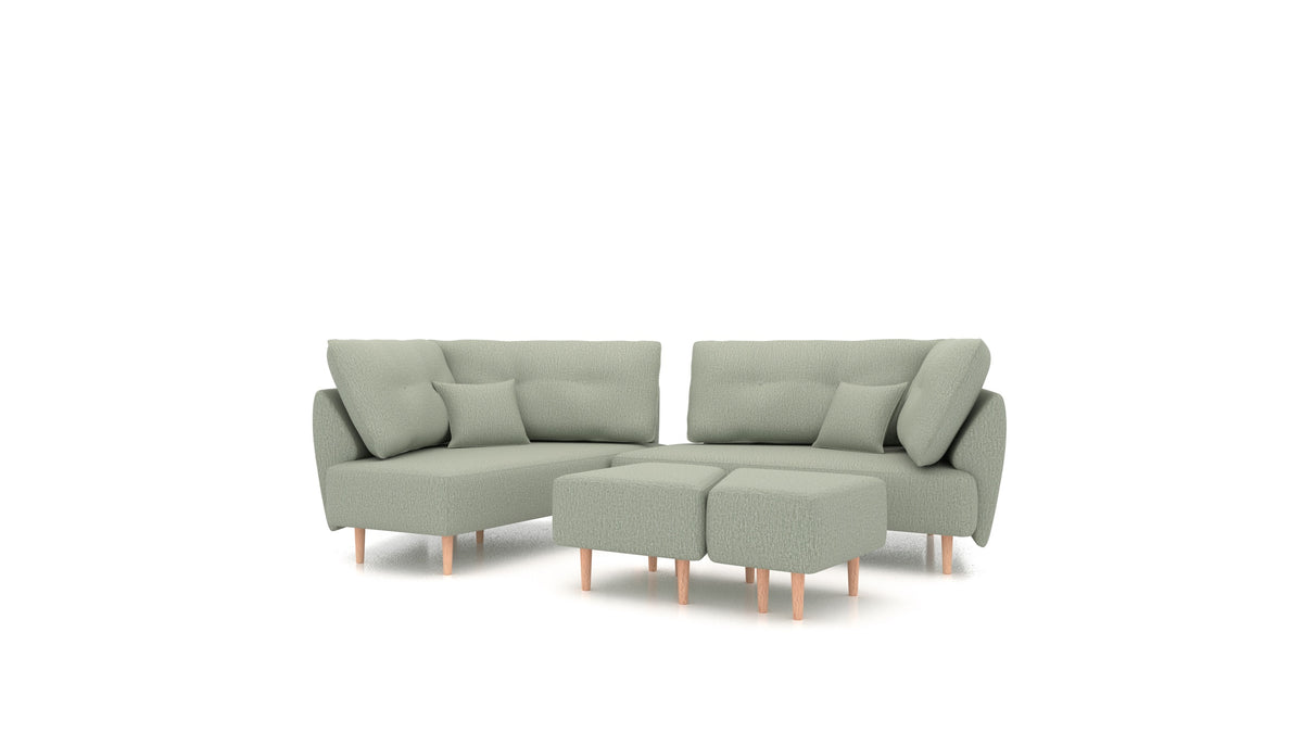 Diagon, modulares Sofa von FEYDOM im Stoff Heim HM-34 Jade, helle Füße