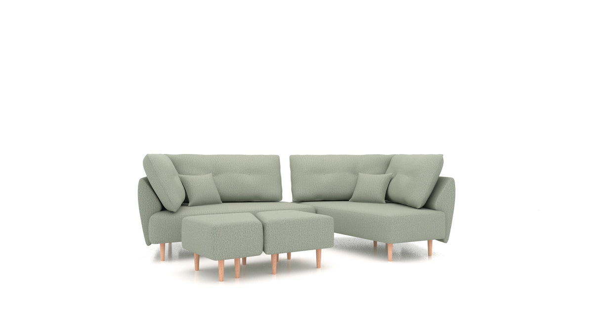 Diagon, modulares Sofa von FEYDOM im Stoff Heim HM-34 Jade, helle Füße