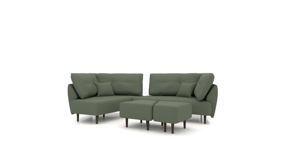 Diagon, modulares Sofa von FEYDOM im Stoff Heim HM-39 Forest, dunkle Füße