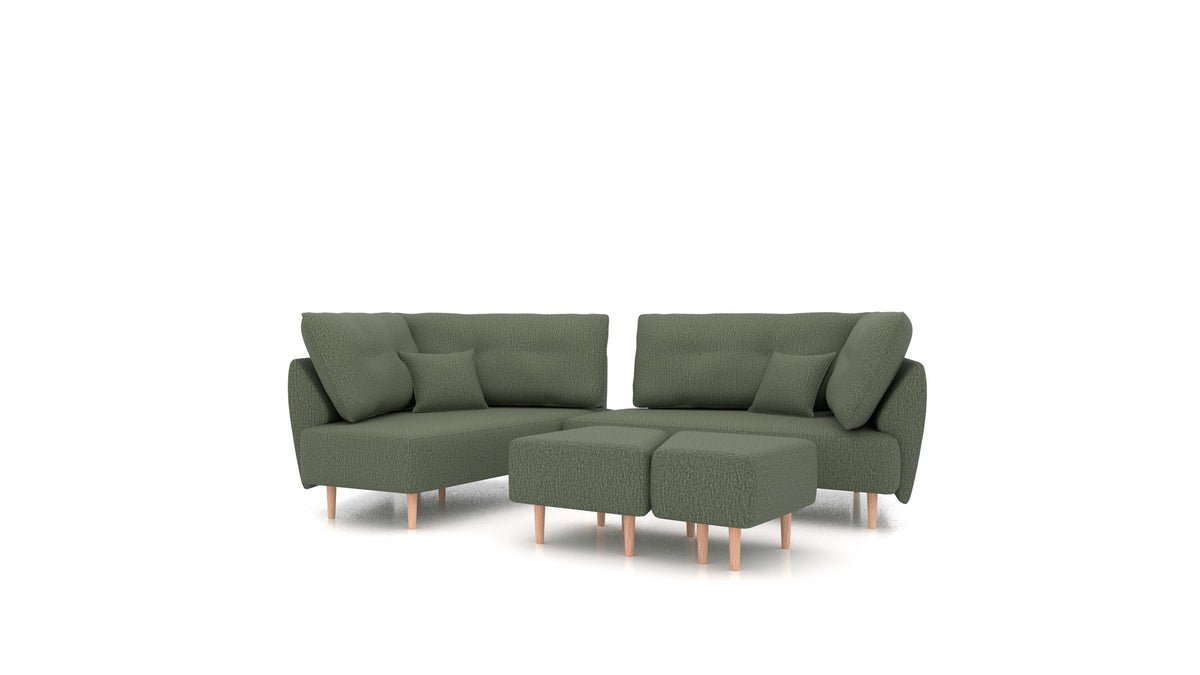 Diagon, modulares Sofa von FEYDOM im Stoff Heim HM-39 Forest, helle Füße