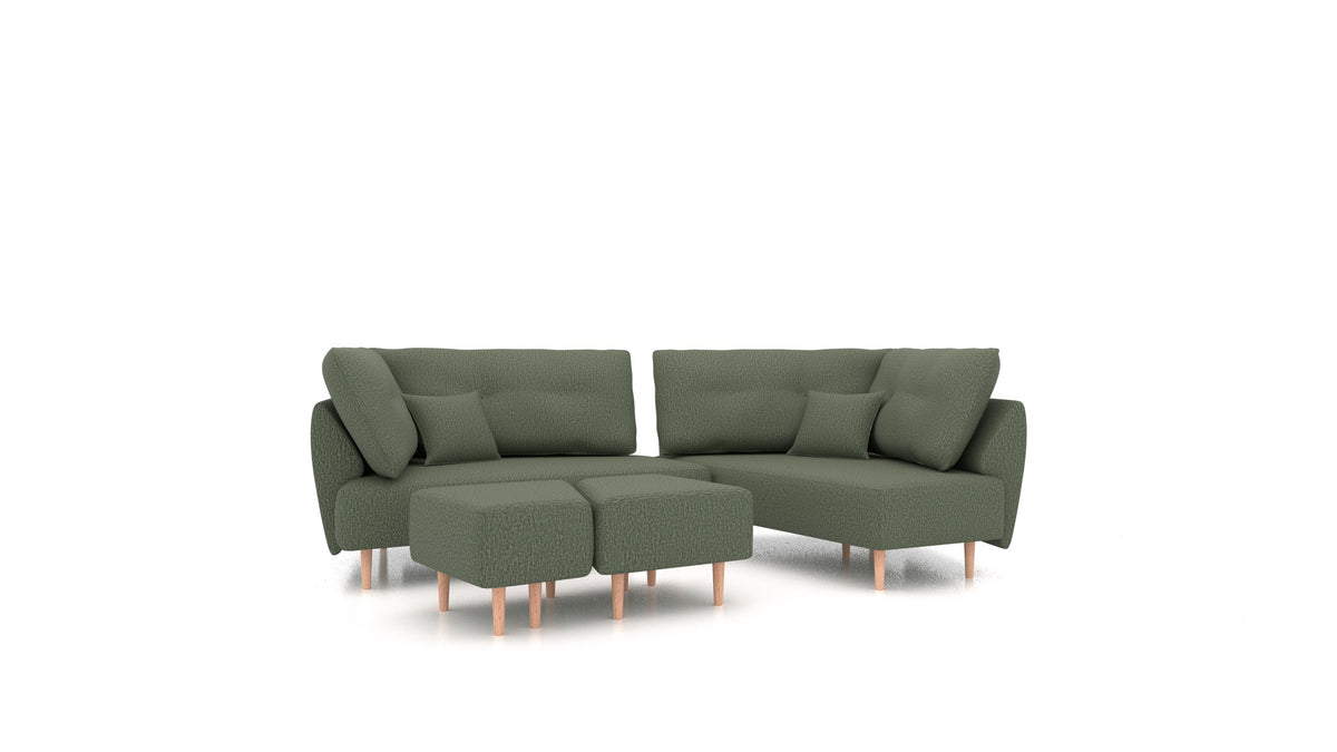 Diagon, modulares Sofa von FEYDOM im Stoff Heim HM-39 Forest, helle Füße