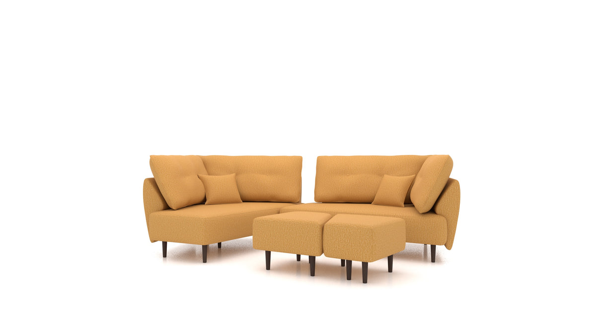 Diagon, modulares Sofa von FEYDOM im Stoff Heim HM-53 Antique Gold, dunkle Füße