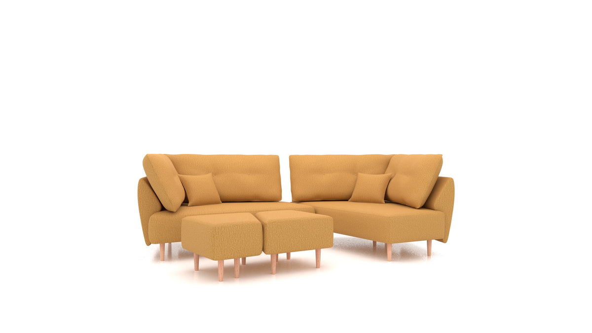 Diagon, modulares Sofa von FEYDOM im Stoff Heim HM-53 Antique Gold, helle Füße