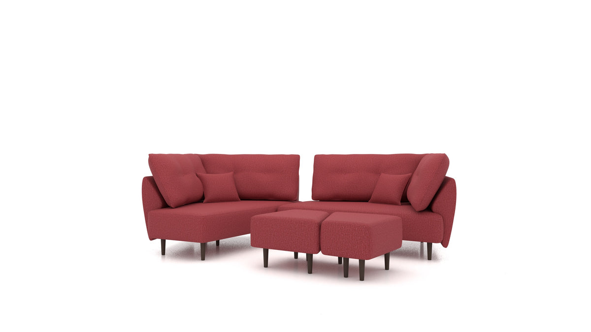 Diagon, modulares Sofa von FEYDOM im Stoff Heim HM-58 Cherry, dunkle Füße