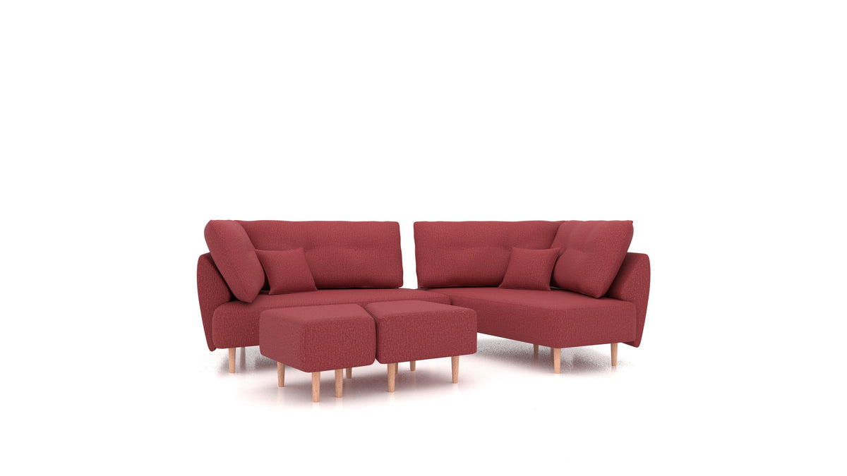 Diagon, modulares Sofa von FEYDOM im Stoff Heim HM-58 Cherry, helle Füße