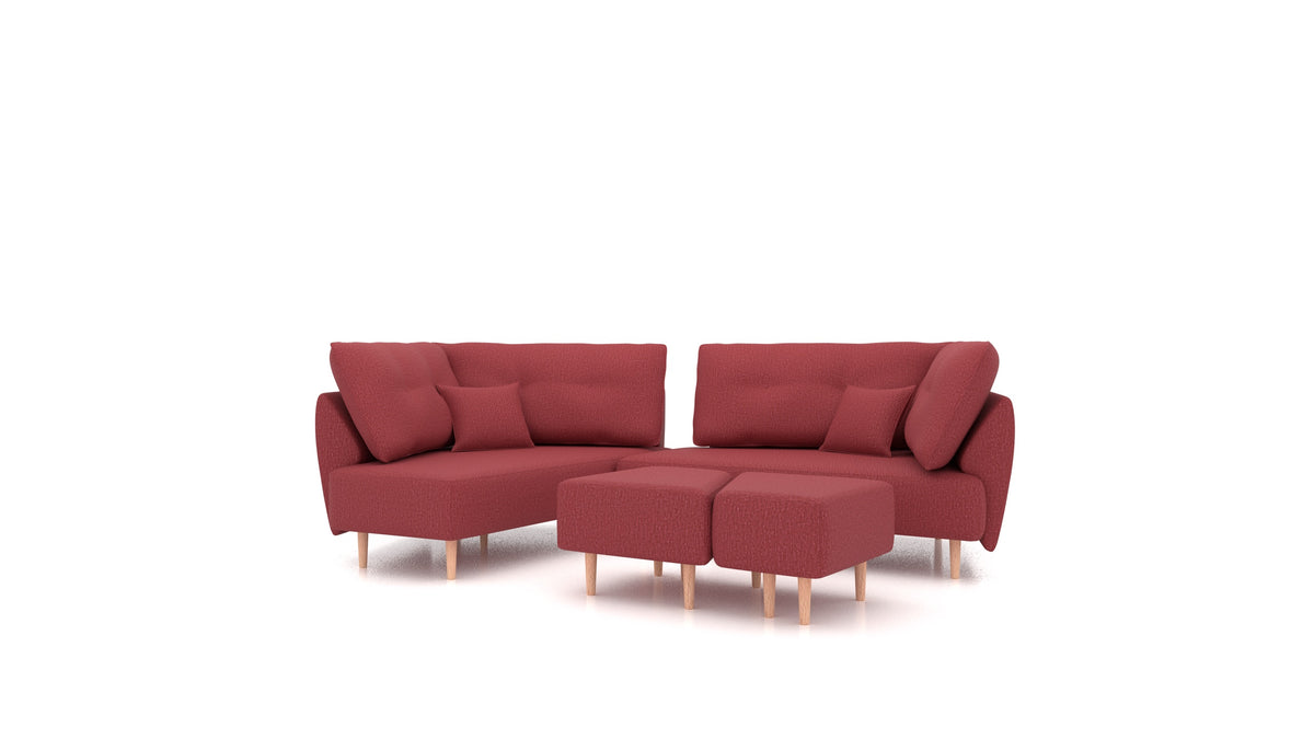 Diagon, modulares Sofa von FEYDOM im Stoff Heim HM-58 Cherry, helle Füße