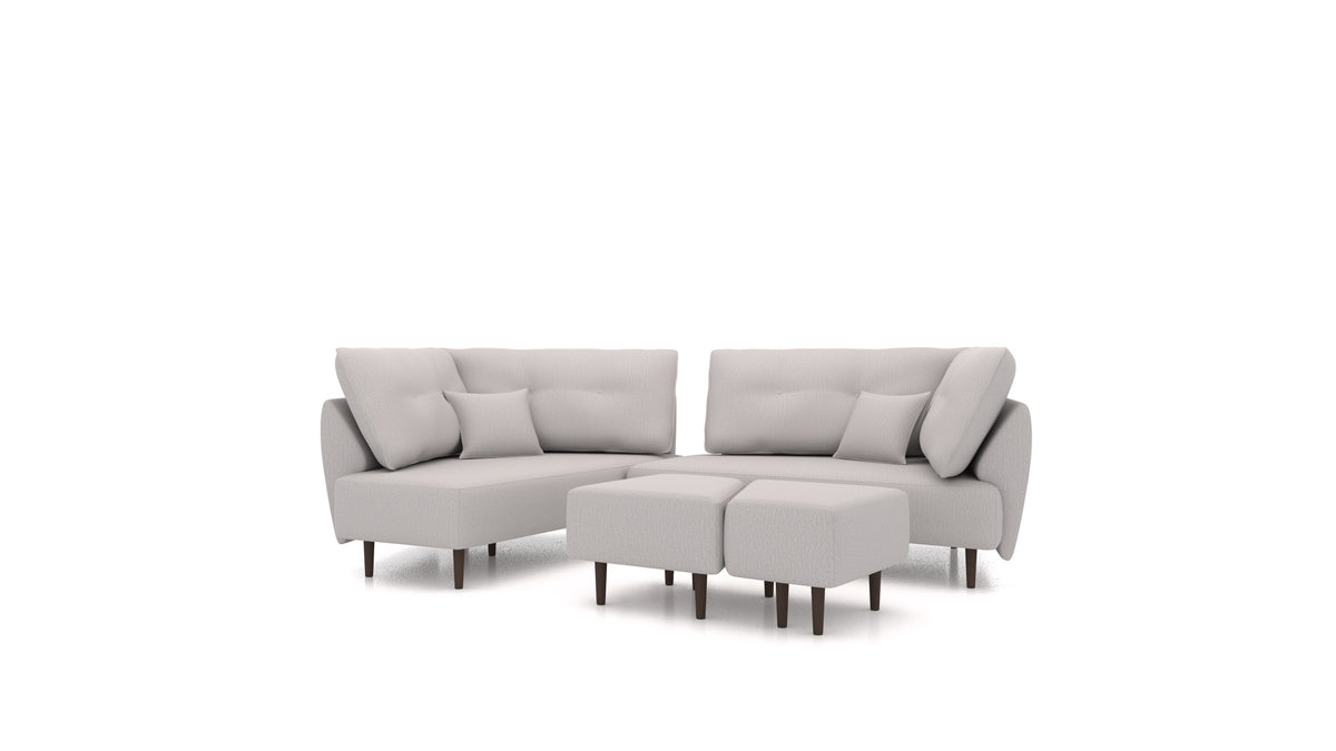 Diagon, modulares Sofa von FEYDOM im Stoff Heim HM-86 Light Grey, dunkle Füße
