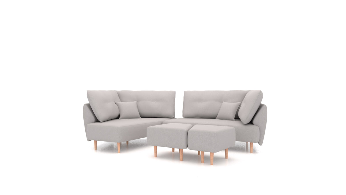 Diagon, modulares Sofa von FEYDOM im Stoff Heim HM-86 Light Grey, helle Füße
