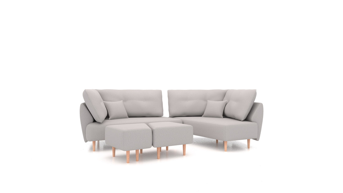Diagon, modulares Sofa von FEYDOM im Stoff Heim HM-86 Light Grey, helle Füße