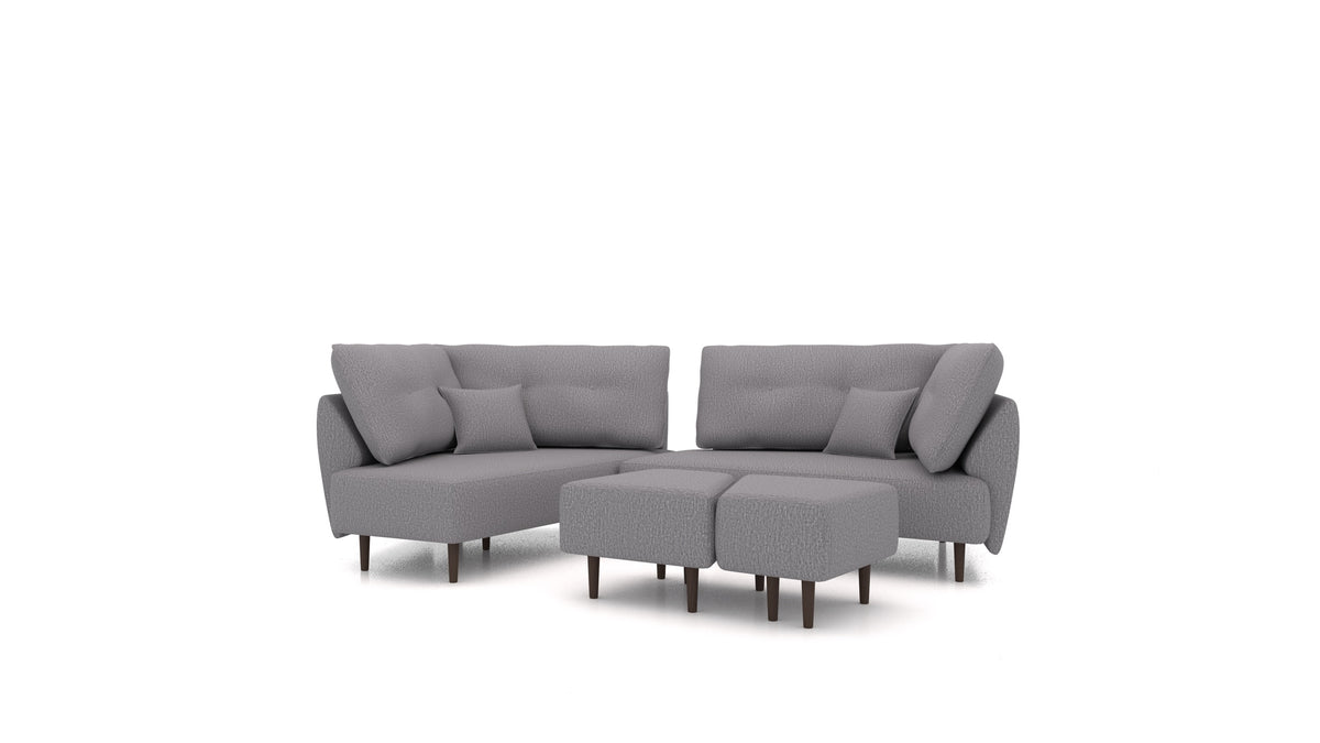 Diagon, modulares Sofa von FEYDOM im Stoff Heim HM-95 Medium Grey, dunkle Füße