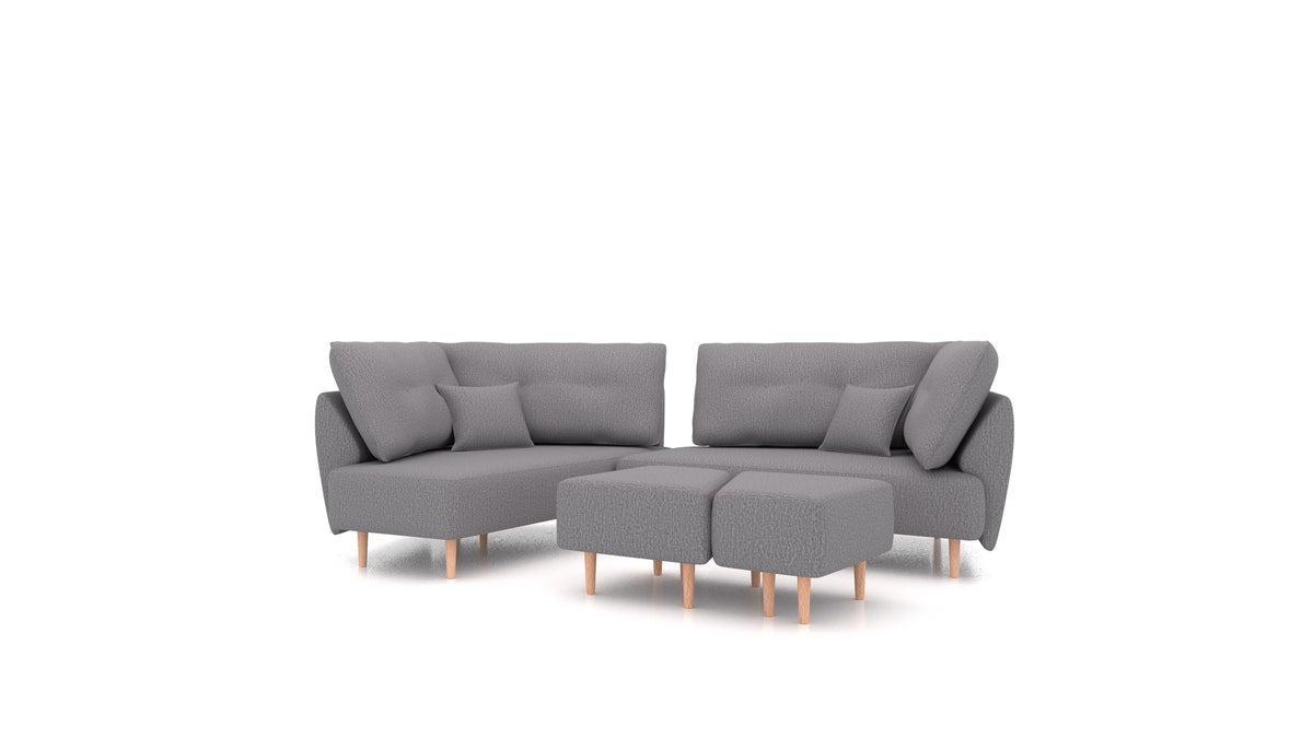 Diagon, modulares Sofa von FEYDOM im Stoff Heim HM-95 Medium Grey, helle Füße