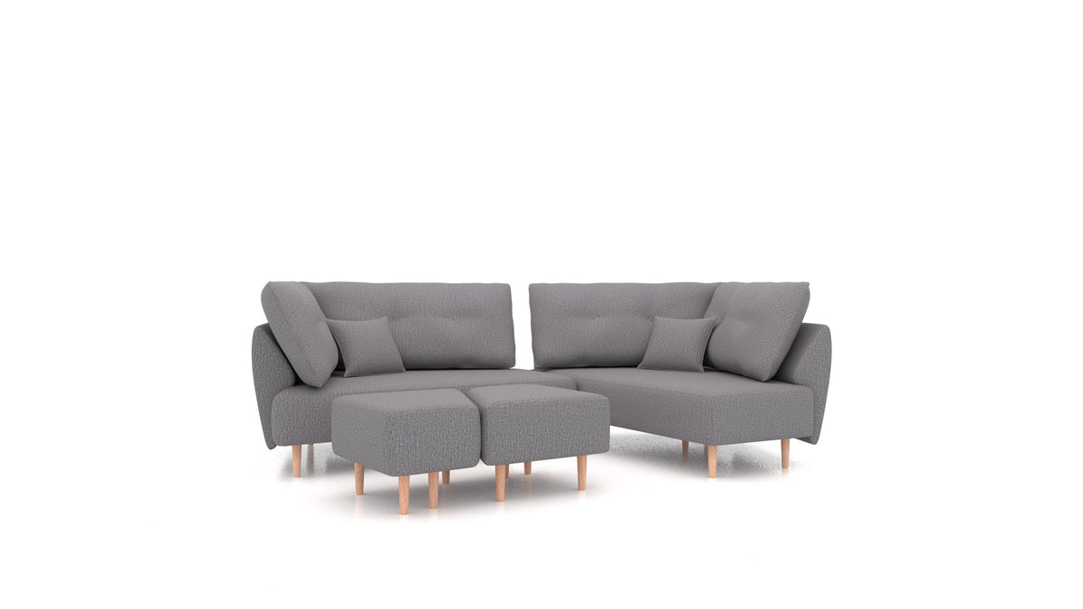Diagon, modulares Sofa von FEYDOM im Stoff Heim HM-95 Medium Grey, helle Füße