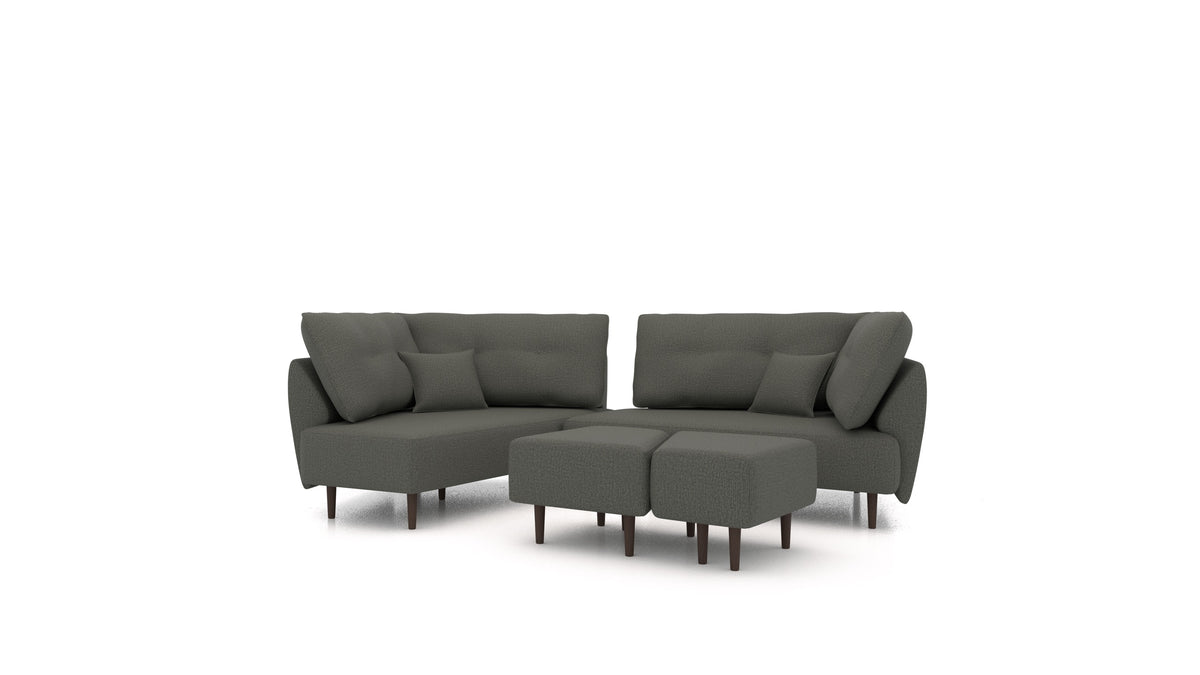Diagon, modulares Sofa von FEYDOM im Stoff Heim HM-98 Dark Grey, dunkle Füße