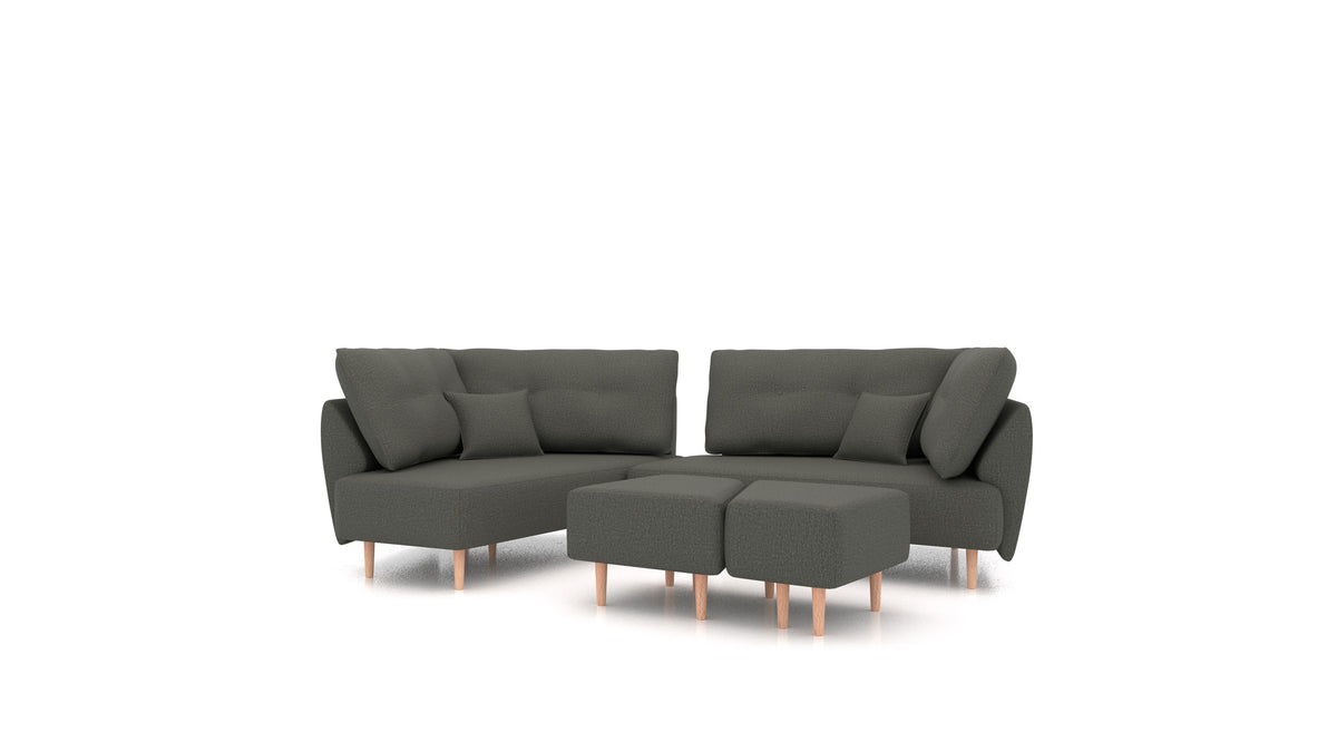 Diagon, modulares Sofa von FEYDOM im Stoff Heim HM-98 Dark Grey, helle Füße