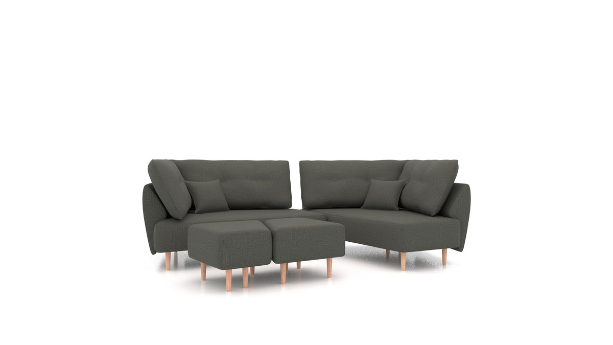 Diagon, modulares Sofa von FEYDOM im Stoff Heim HM-98 Dark Grey, helle Füße