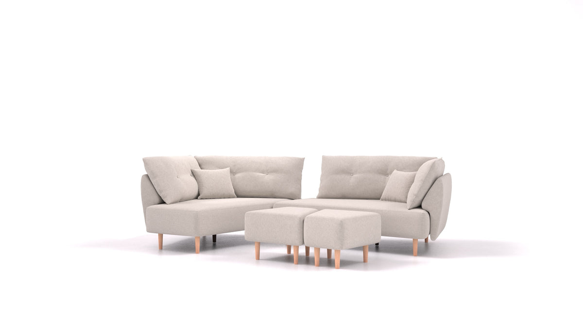 Diagon, modulares Sofa von FEYDOM im Stoff Icon IC-02 Natur, helle Füße