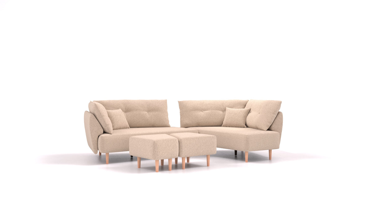 Diagon, modulares Sofa von FEYDOM im Stoff Icon IC-06 Cappuccino, helle Füße