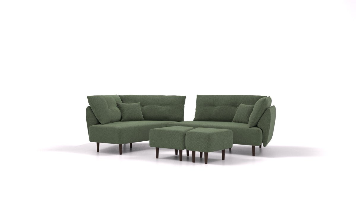 Diagon, modulares Sofa von FEYDOM im Stoff Icon IC-39 Forest, dunkle Füße