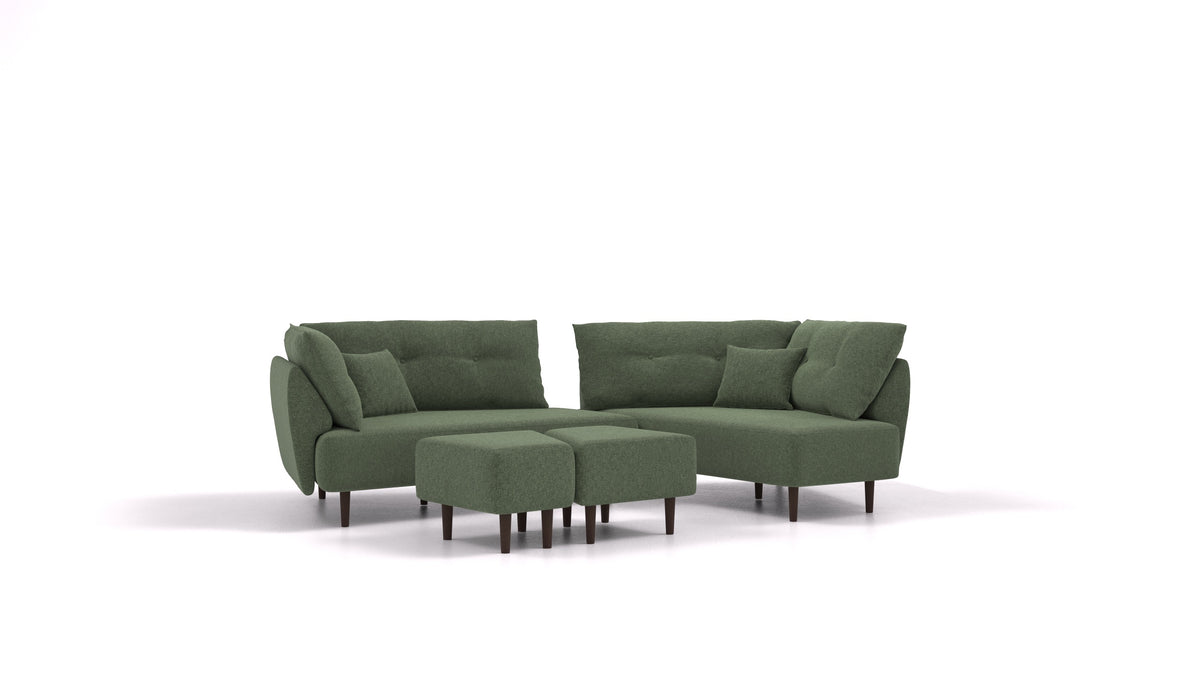 Diagon, modulares Sofa von FEYDOM im Stoff Icon IC-39 Forest, dunkle Füße
