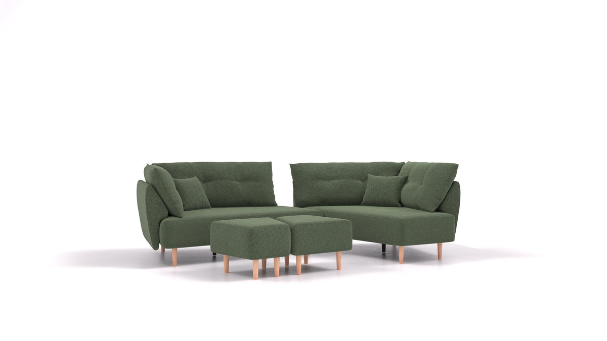 Diagon, modulares Sofa von FEYDOM im Stoff Icon IC-39 Forest, helle Füße