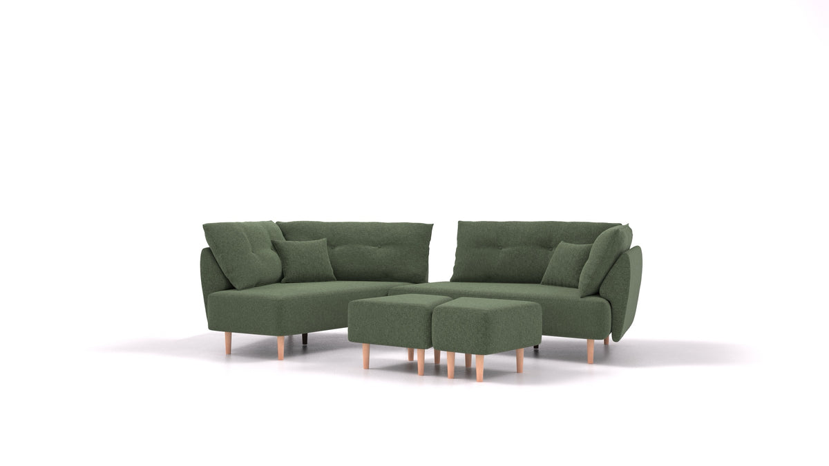 Diagon, modulares Sofa von FEYDOM im Stoff Icon IC-39 Forest, helle Füße