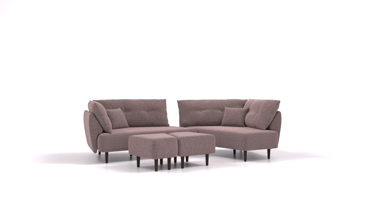 Diagon, modulares Sofa von FEYDOM im Stoff Icon IC-69 Marmo, dunkle Füße