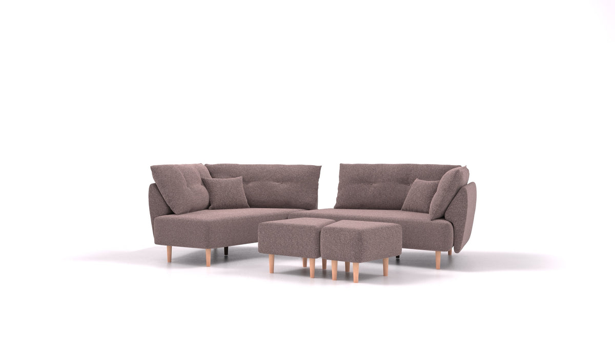 Diagon, modulares Sofa von FEYDOM im Stoff Icon IC-69 Marmo, helle Füße