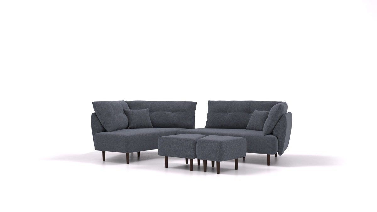 Diagon, modulares Sofa von FEYDOM im Stoff Icon IC-79 Deep Blue, dunkle Füße