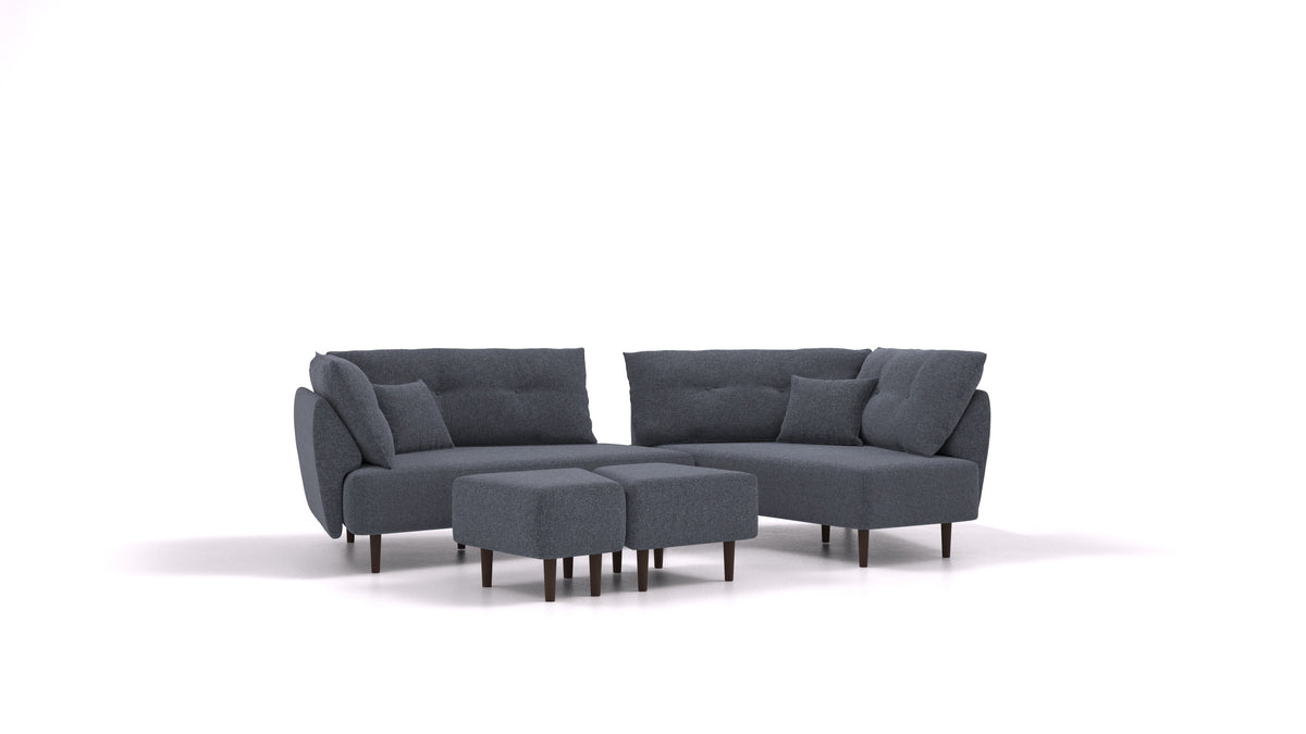 Diagon, modulares Sofa von FEYDOM im Stoff Icon IC-79 Deep Blue, dunkle Füße