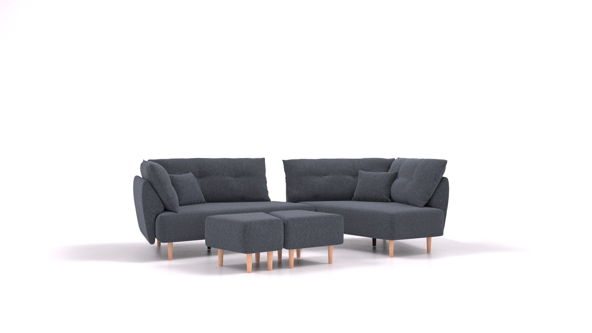 Diagon, modulares Sofa von FEYDOM im Stoff Icon IC-79 Deep Blue, helle Füße