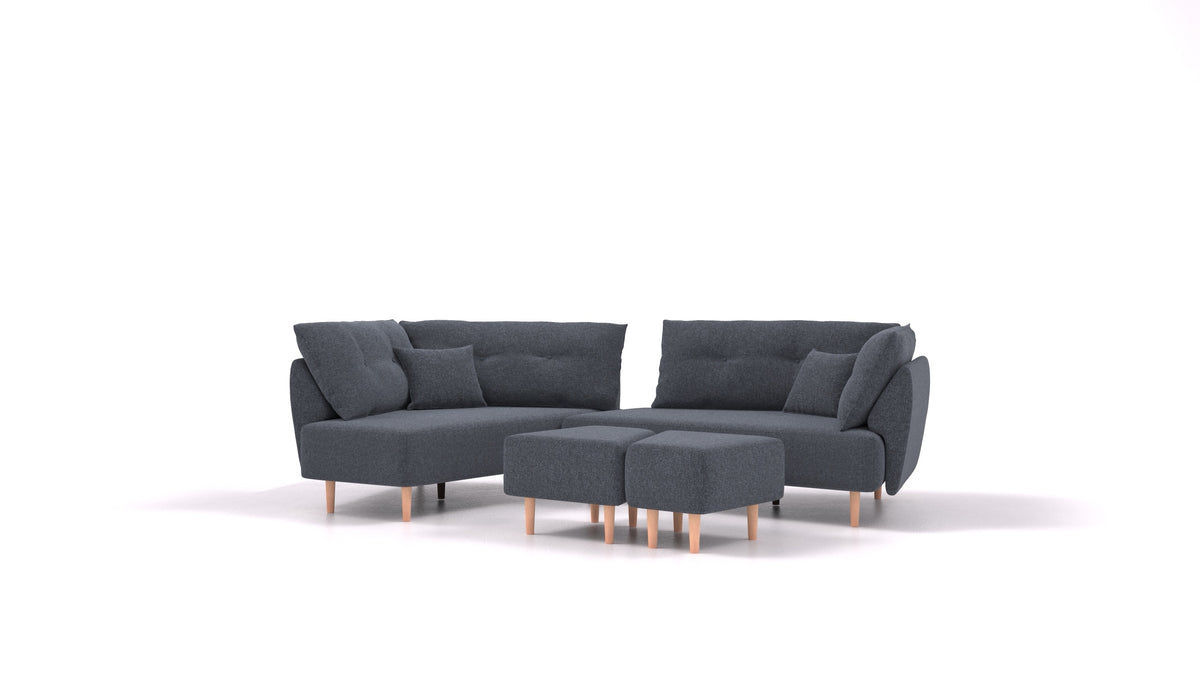 Diagon, modulares Sofa von FEYDOM im Stoff Icon IC-79 Deep Blue, helle Füße