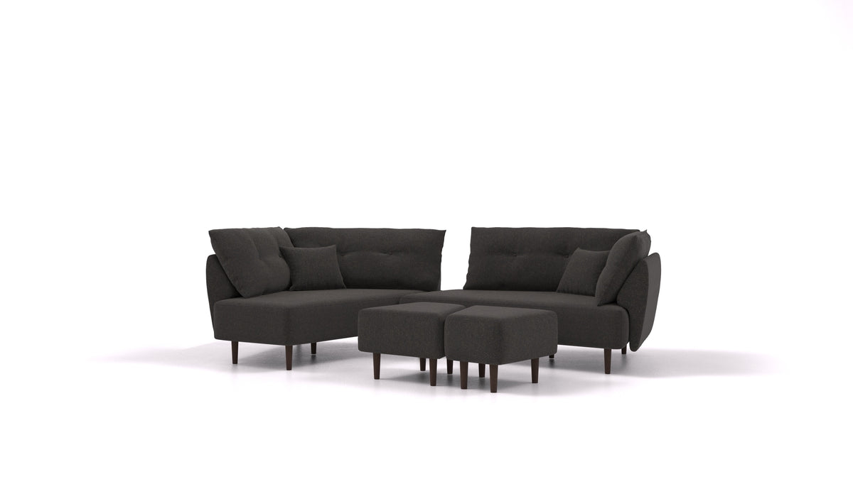 Diagon, modulares Sofa von FEYDOM im Stoff Icon IC-99 Umbra, dunkle Füße