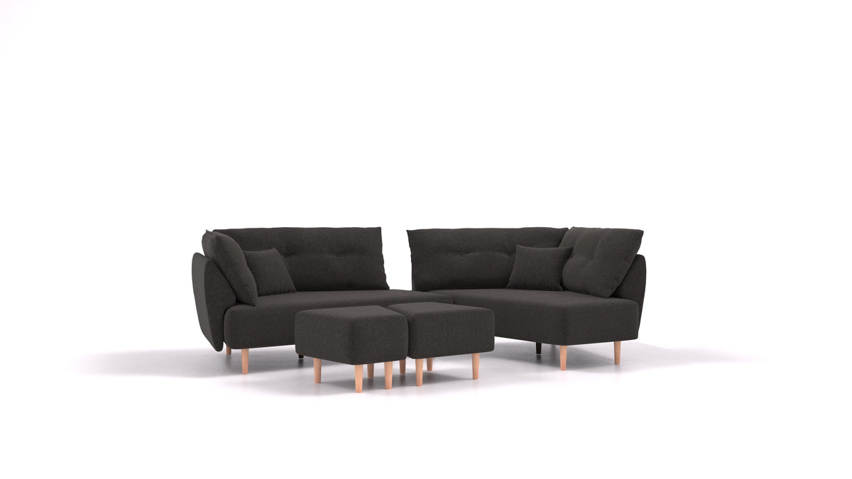 Diagon, modulares Sofa von FEYDOM im Stoff Icon IC-99 Umbra, helle Füße